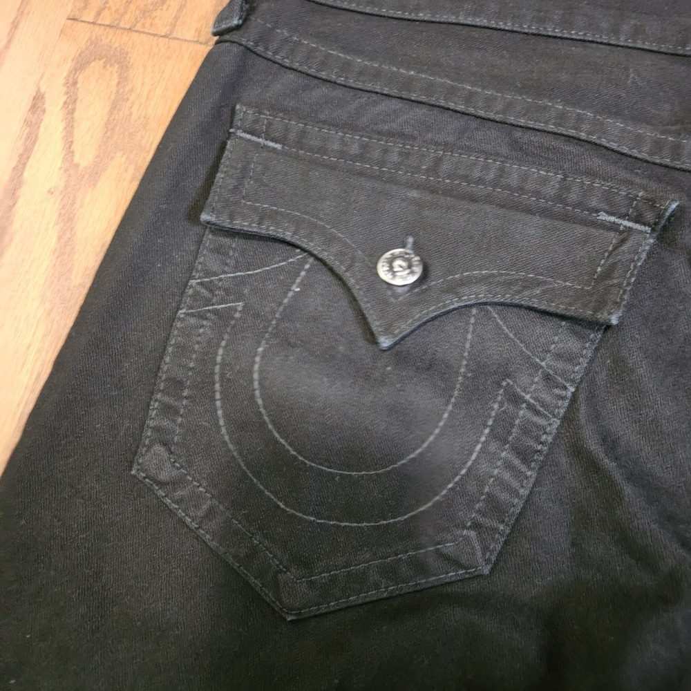 True Religion Ricky Straight Leg Black Jeans Mens Size 38 Made in USA 38x32 - Picture 7 of 14